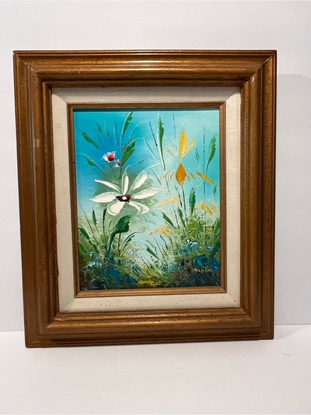 Vintage S.Colby Impressionist Floral Oil Painting Signed & Framed 15”-13”